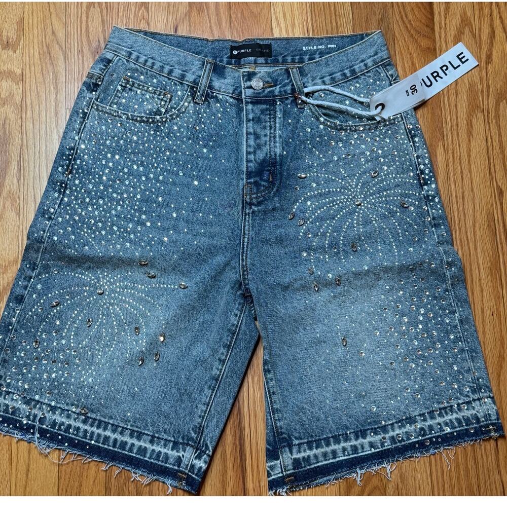 Purple Brand Firework Rhinestone Denim Shorts | NWT 30